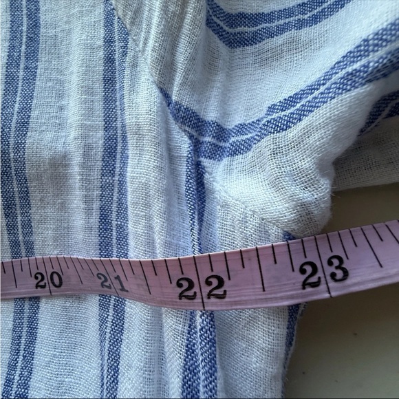 RAILS Jasmine Stripe Smocked Waist V-Neck Linen Blend Dress Large - Picture 4 of 8